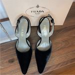 Prada Black velvet Slingback wedge Heels Photo 8