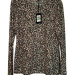 DKNY NWT Multicolor Animal Leopard Print Long Sleeve Top Women's Large Career Photo 0