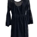 Boston Proper Women's Blue Crochet Lace Flare Sleeve Short Dress Size L Photo 1