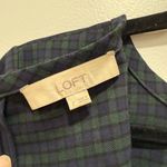 Loft  Green and Blue Checkered Plaid Flounce Puff Ruffle Sleeve Shift Dress Size 2 Photo 5
