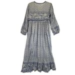 Karni Women's‎ Maxi Dress Blue White Floral Print Tassel Tie Bohemian Boho Large Photo 7