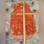 Anthropologie Vera for  Floral Sleeveless‎ Top Womens Medium Orange Pintucked Photo 9