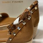 Marc Fisher Jazlyn brown suede studded ankle strap platform espadrille sandals Photo 3