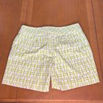 Trina Turk Stretch Cotton Geometric Print Mid-Rise 7" Shorts Green White Size 6 Photo 7