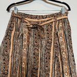 Free People Vintage Boho Brown and Tan Floral Button Up Long Skirt with Pockets Photo 4