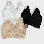 Smart & Sexy  Lace Bralette Trio - White, Black, Tan Photo 0