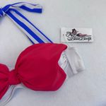 Ms Bettie Bangs sailor bikini top size Large pin up girl white red bd blue. Photo 3