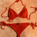 Frederick's of Hollywood RED KNIT TIE BIKINI  Photo 0