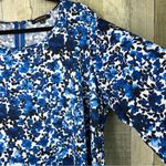 Ellen Weaver Size 3X White & Blue Floral Crewneck Short Bell Sleeve Blouse W/Zip Photo 4