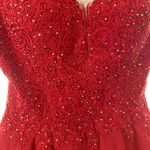 Dancing Queen Red Lace Beaded Sequins Dress  M Photo 1
