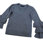 7th Avenue Women's XS Gray Ruffle Sleeve Pullover Sweater Casual Knit Photo 0