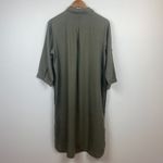 Velvet Heart  Midi Shirt‎ Dress L Skull Patches Green Tencel 3/4 Roll Tab Sleeve Photo 5