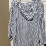 Tahari  Blue and White Striped Linen Shirt Photo 5