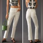 Maeve Anthropologie  Essential Slim Kick Flare Pants white cotton-blend Size 8 Photo 1