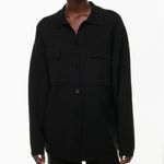 Wilfred Aritzia Free Ronnie Sweater Knit Lumberjack Jacket Small Black Oversized Photo 6