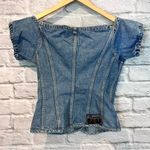 Fiorucci Vintage 90’s Women’s Large  Denim Off the Shoulder Fitted Corset Top Photo 1