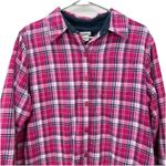 LL Bean Pink Plaid Fleece Lined Flannel Shirt Jacket Shacket MEDIUM Photo 2
