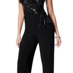 Bebe NYE Disco  Sequined Sleeveless Wrap Jumpsuit Wide Leg Evening Formal L NWT Photo 0