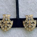 Vintage rhinestone with gold plated shoe clip set PAT 1852188 Photo 0