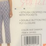 Parker NWT Stella  blue/white cropped‎ damask ikat pants golf size medium. Photo 6