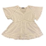 Bloomchic Cotton White Boho Babydoll V Neck Shirt Size 12 Photo 1