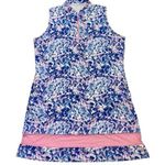 *Bette & Court Sleeveless Golf Dress Womens XL Pink Blue Floral Print 1/4 Zip Photo 0