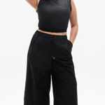 Athleta M Petite Midday Mid Rise Crop Poplin Wide Leg Pant Black Medium Petite Photo 5