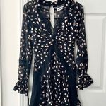 Self Portrait  Black Twist Front V Neck Ditsy Floral Mini Swing Skirt Dress 2 Photo 6