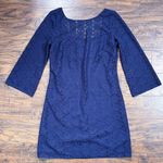 Lilly Pulitzer • Topanga Crochet Dress knit Breakers Lace bell sleeve True Navy Photo 2