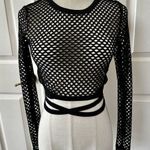 Rave Wonderland Black Fishnet Long Sleeve Wrap Crop Top Size undefined Photo 0