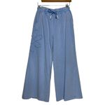 easel  Light Blue Wide Leg Sweatpants Elastic Waist Flower Patch Size Small Photo 1