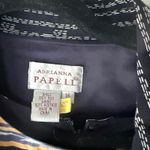 Adrianna Papell Vintage Silk Blend Striped Dress Suit Set Women 16 Navy Gold Photo 5