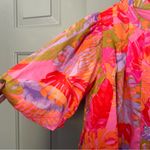 The Eden Tropical Floral Puff Sleeve Short Dress Pink Photo 2