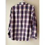 Cloth & Stone  Crushed Berry Frayed Plaid Button Down Shirt Women's Size Medium Photo 1