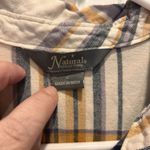 Natural Reflections  Top Women’s XL Ivory Plaid Embroidered Button Up Boho Cotton Photo 3