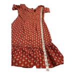 Molly Bracken Fit & Flare Dress Red White Abstract Scoop Neck Ruffle Hem XS Photo 5