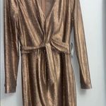 City Chic City vibe Metallic Rose Gold Bronze Dress L Photo 0