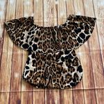 Vibe Sportwear Women’s Animal Print Off the Shoulder Blouse Sz M Photo 3