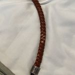 The Sak Brown & Green Shoulder Bag beaded details & scarf wrapped handle EUC Photo 13