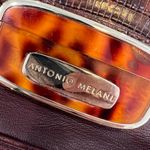 Antonio Melani  NWT Brown Leather Clutch With Tortoise Clasp Green Lining Photo 2