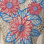 Double Zero  small women’s tan cardigan boho floral crochet back flaw shown Photo 3