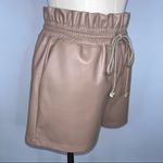 Olivaceous High Waist Paper Bag Faux Vegan Leather Shorts Small NWOT Dusty Rose Photo 2