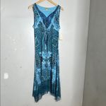 One World  Asymmetrical Blue Paisley Sleeveless‎ Dress Photo 1