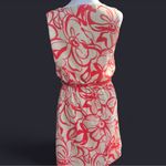 Poema Floral Swirl sleeveless Coral Red dress with belt made in the USA size S Photo 1