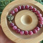 Handmade Lavender Rose Quartz Beaded Bracelet with Abalone Heart Charm * Photo 3