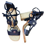 Rag and Bone  Eden Leather‎ Lace-Up Block Heel Sandals Women's 6.5 (EU 36.5) Navy Photo 0
