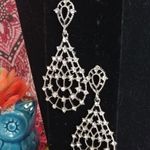 Silver with Crystala Teardrop Dangle Earrings Photo 1