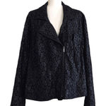 Lane Bryant Blazer Jacket Black Lace Overlay Asymmetrical Zip Coat Woman Size 26 Photo 0