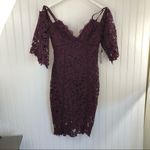 ASTR Giselle Cold Shoulder Lace Dress in Wine XS Photo 4