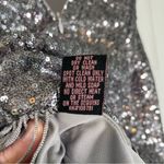 AQUA  Bloomingdale’s Sequin & Fringe Silver Pewter Short Sleeve Mini Dress Size 0 Photo 8